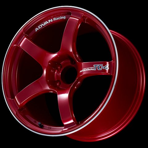 Advan TC4 18x9 +25 5x114.3 Racing Candy Red and Ring Wheel