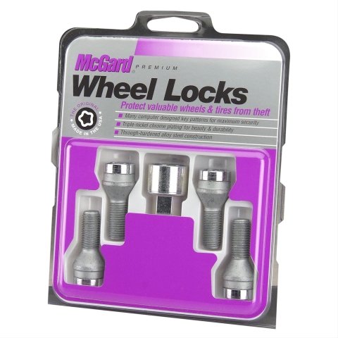 McGard Wheel Lock Bolt Set - 4pk. (Cone Seat) M14X1.5 / 17mm Hex / 27.5mm Shank Length - Chrome