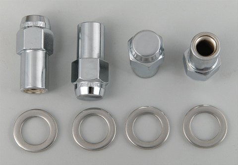 McGard Hex Lug Nut (Long Shank - .946in.) M12X1.5 / 13/16 Hex / 1.85in. Length (4-pack) - Chrome
