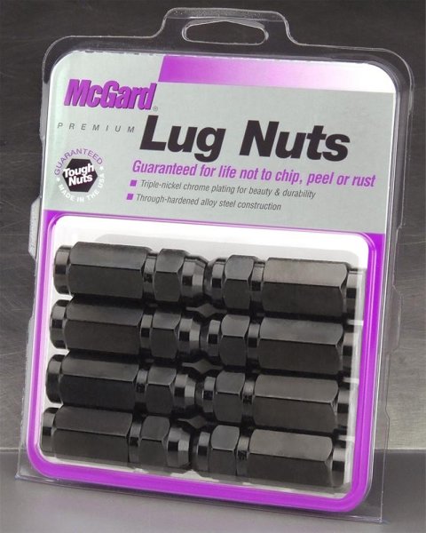 McGard Hex Lug Nut (Cone Seat / Duplex) 9/16-18 / 7/8 Hex / 2.5in. Length (8-Pack) - Black