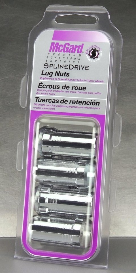 McGard SplineDrive Lug Nut (Cone Seat) 1/2-20 / 1.60in. Length (4-Pack) - Chrome (Req. Tool)
