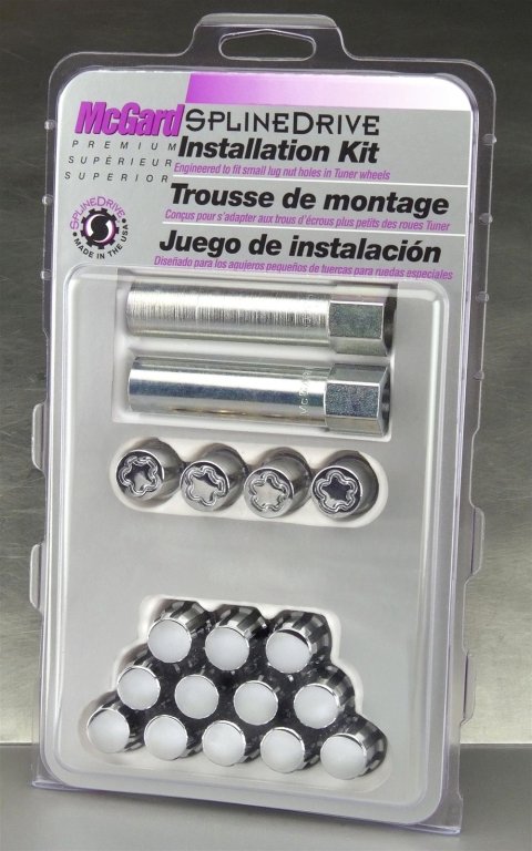 McGard SplineDrive Tuner 4 Lug Install Kit w/Locks & Tool (Cone) M12x1.5 / 13/16 Hex - Chrome (CS)