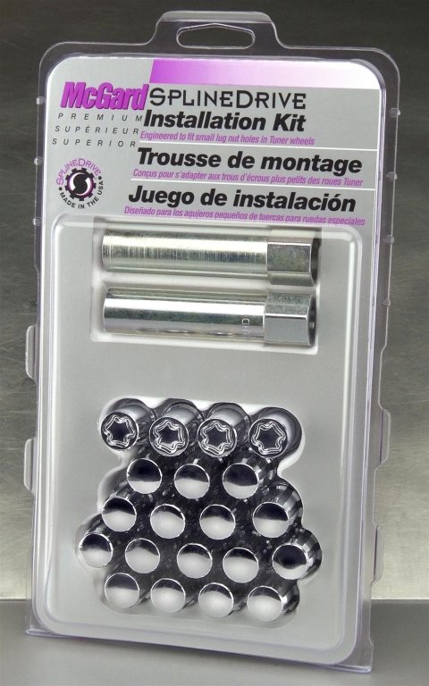 McGard SplineDrive Tuner 5 Lug Install Kit w/Locks & Tool (Cone) M12x1.25 / 13/16 Hex - Chrome (CS)