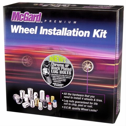 McGard 5 Lug Hex Install Kit w/Locks (Cone Seat Bolt) M12X1.25 / 17mm Hex / 25.6mm Shank L. - Chrome