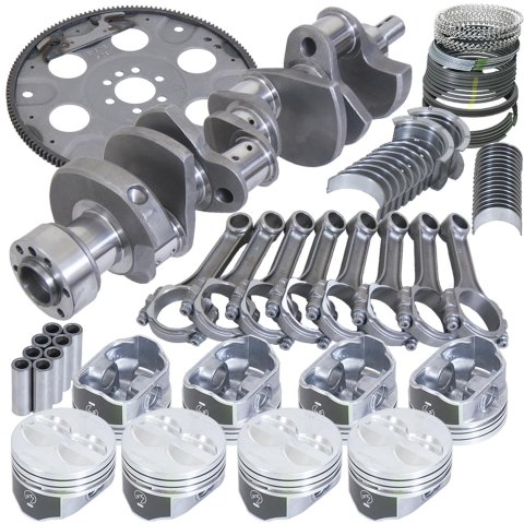 Eagle Chevy 350 1Pc 3.480in Crank 5.700in I-Beam Rods 4.000in Pistons 153 Tooth FP Balanced Assembly