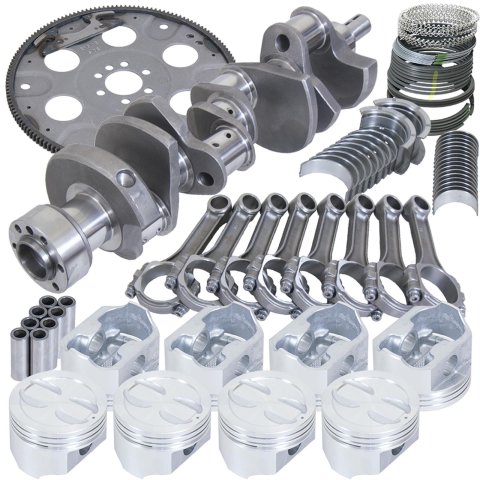 Eagle Chevy 350 1Pc 3.480in Crank 5.700in I-Beam Rods 4.060in Pistons 153 Tooth FP Balanced Assembly