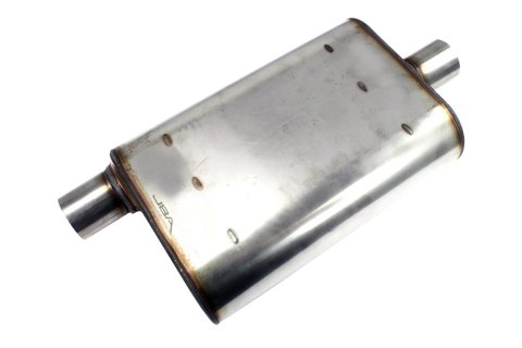 JBA Universal Chambered Style 304SS Muffler 13x9.75x4 2.5in Inlet Diameter Offset/Center