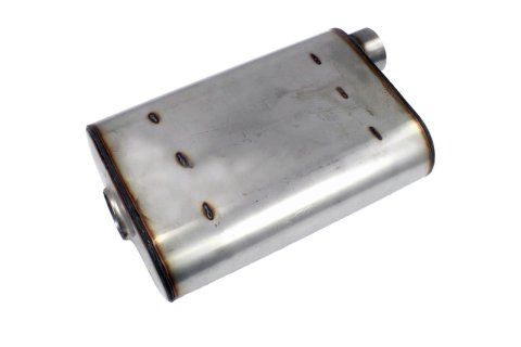 JBA Universal Chambered Style 304SS Muffler 14x9.75x4 2.5in Inlet Diameter Offset/Offset