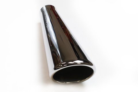 JBA 2in x 4in x 11in Rolled Stainless Steel Polished Chrome Trumpet Tip - Weld On