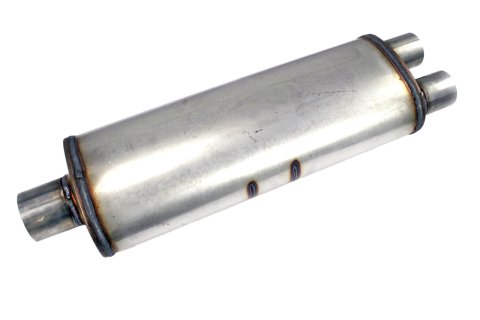 JBA Universal Chambered 304SS Muffler 25x8x5in 3in Center Inlet/2.5in Dual Outlet