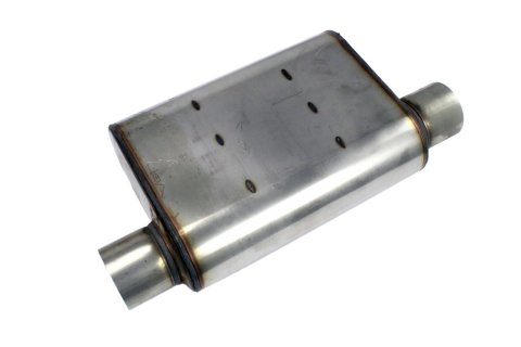 JBA Universal Chambered Style 304SS Muffler 13x9.75x4in 3in In/Out Dia Offset/Offset (Same Side)