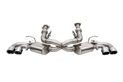 Corsa 20-25 Corvette C8 3in Valved Cat-Back 4.5in Pol Quad Tips Fits Factory Perf Exhaust DeletesAFM
