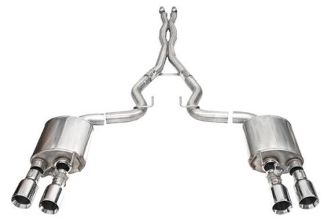 Corsa 24+ Ford Mustang Dark Horse 5.0L 3in Dual Rear Exit Cat-Back w/Twin 4.5in Polish Straight Tip