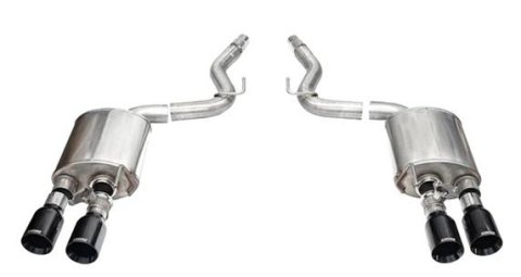 Corsa 24+ Ford Mustang Dark Horse 5.0L 3in Dual Rear Axle-Back w/Twin 4.5in Black PVD Straight Tip