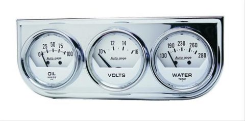 Autometer AutoGage 2in 0-100 PSI Oil Press/ 16 Volt / 130-280 Deg Water Temp - Chrome Bezel