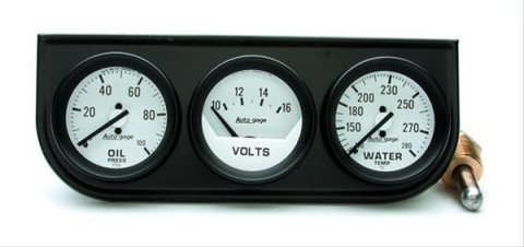 Autometer AutoGage 3-Gauge Console 52.4mm Mech 0-100 PSI Oil Press/ 10-16 V / 100-280 Deg Water Temp