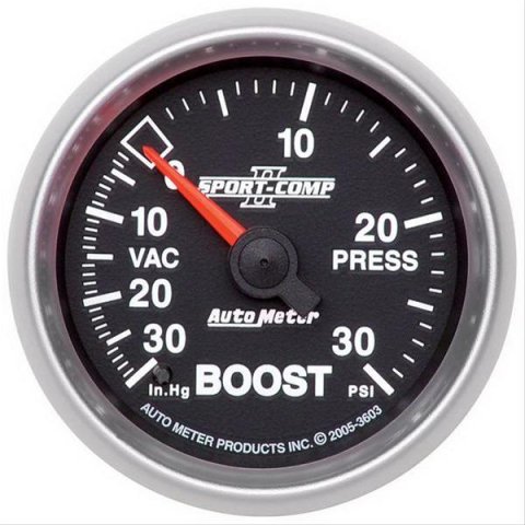 Autometer Sport-Comp II 52mm 30 PSI Mechanical Boost Vacuum Gauge