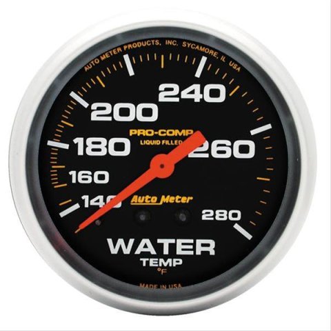 Autometer Liquid Filled Mechanical 2-5/8in 140-280 deg F Water Temperature Gauge Includes 6