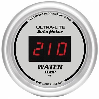 Autometer Ultra-Lite 2-1/16in 340 Deg F Silver Dial Digital w/ Red LED Water Temperature Gauge