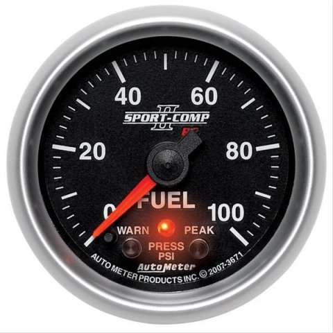 Autometer Sport-Comp II 52mm 0-100 PSI Fuel Pressure Gauge