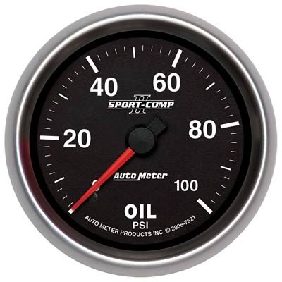 Autometer Sport-Comp II 2-5/8in 100 PSI Mechanical Oil Pressure Gauge