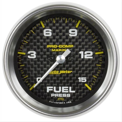 Autometer Marine Carbon Fiber 2-1/16in 15 PSI Digital Stepper Motor Fuel Pressure Gauge