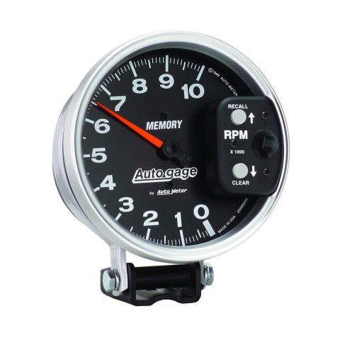 Autometer 5 inch 10,000 RPM w/ Peak Memory Pedestal Tachometer Auto Gauge - Black