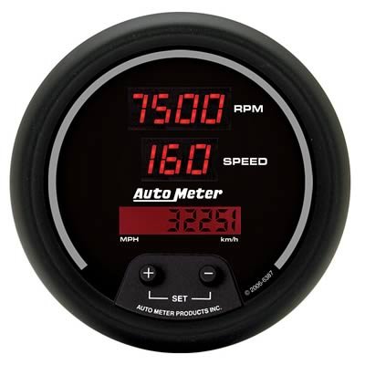 Autometer Black 85.7mm 8000 RPM/160 MPH or 260 km/h Digital Tach/Speedo Combo Gauge