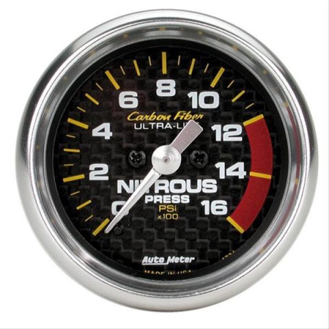 Autometer Carbon Fiber 52mm 0-1600 PSI Full Sweep Electronic Nitrous Pressure Gauge