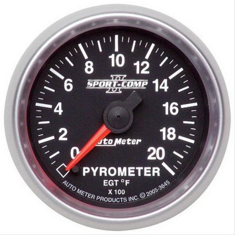 Autometer Sport-Comp II Full Sweep Electronic 52mm 0-2000 degree F Pyrometer Gauge
