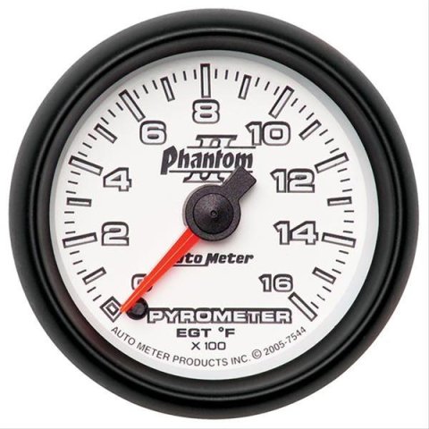 Autometer Phantom II 52.4mm Full Sweep Electronic 0-1600 Def F EGT/Pyrometer Gauge