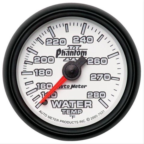 Autometer Phantom II 52.4mm Mechanical 140-280 Deg F Water Temperature Gauge