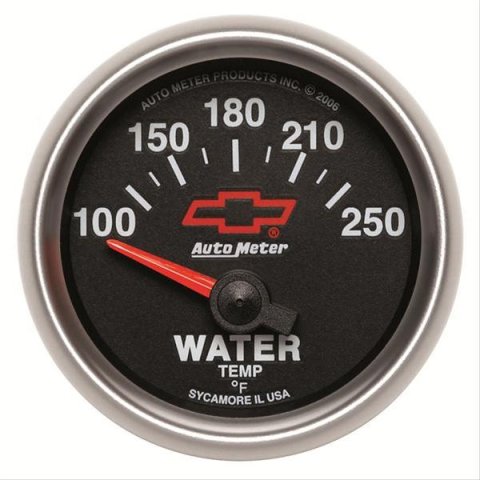 Autometer GM Bowtie Black 2-1/16in 100-250 F Pedestal Electronic Water Temp Gauge