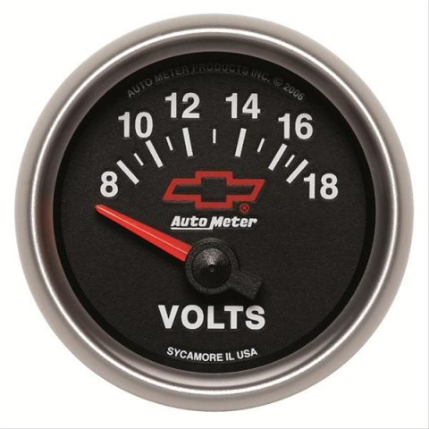 Autometer GM Bowtie Black 2-1/16 Voltmeter 8-18V