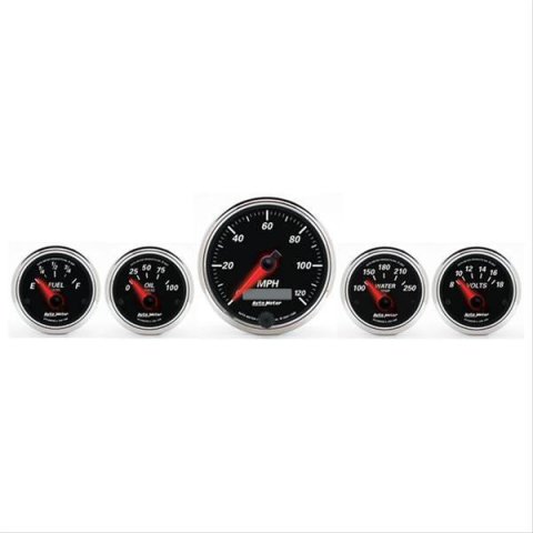 Autometer Designer Black II 3-3/8in and 2-21/16in 5 pc. Electric Speedometer Gauge