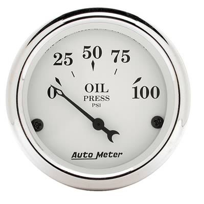 Auto Meter 2-1/16in 100PSI Electronic Oil Pressure Old Tyme White Gauge