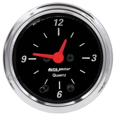 Autometer Designer Black 2-1/16in Analog 12 Hour Clock