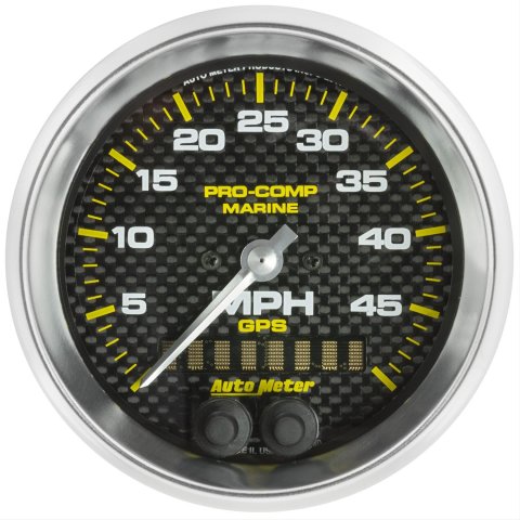 Autometer Marine Carbon Fiber 3-3/8in 50MPH GPS Speedometer Gauge