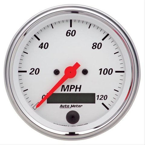 Autometer Arctic White 3 3/8in 0-120 MPH Electronic Speedometer w/ LCD ODO Gauge