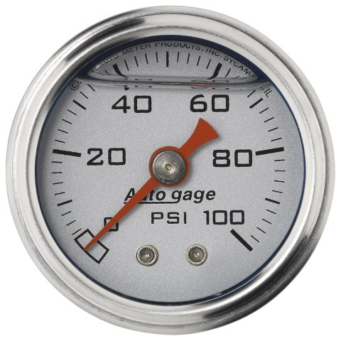 Autometer AutoGage 1.5in Liquid Filled Mechanical 0-100 PSI Fuel Pressure Gauge - Silver