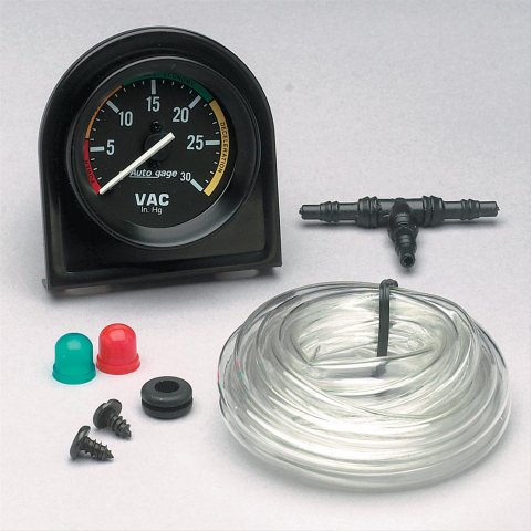 Autometer AutoGage 52.4mm Mechanical 30 In Hg Vacuum Gauge - Black