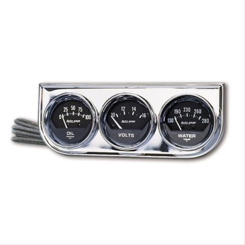 Autometer AutoGage 3-Gauge Console 52.4mm Mech 0-100 PSI Oil Press/ 10-16 V / 130-280 Deg Water Temp