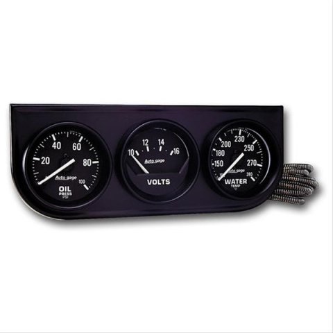 Autometer AutoGage 3-Gauge Console 52.4mm Mech 0-100 PSI Oil Press/ 10-16 V / 130-280 Deg Water Temp