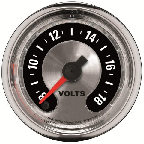 Autometer American Muscle 52mm Full Sweep Electric 8-18 Volts Voltmeter Gauge