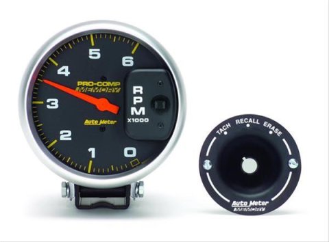 Autometer 5 inch Diesel 6000 RPM with Memory 4 Pulse Tachometer pedestal Mount