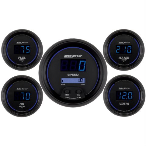Autometer Cobalt Digital 3-3/8in Programmable Electric Speedometer/ 2-1/16in Electric Oil Pressure