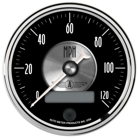 Autometer Prestige Series Black 3-3/8in 120mph Electric Programmable Speedometer w/LCD Odometer