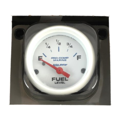 Autometer Marine White Gauge 2-1/16in Electric Fuel Level Gauge