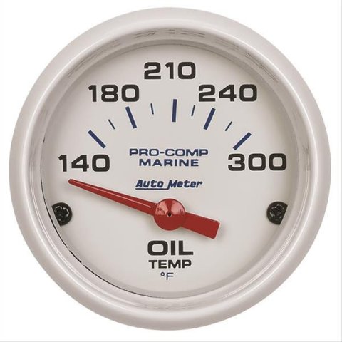 Autometer Marine White Ultra-Lite 2-1/16in Electric Oil Temperature Gauge 140-300 Deg F