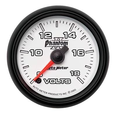 Autometer Phantom II 52.4mm Full Sweep Electronic 8-18 Volts Voltmeter Gauge